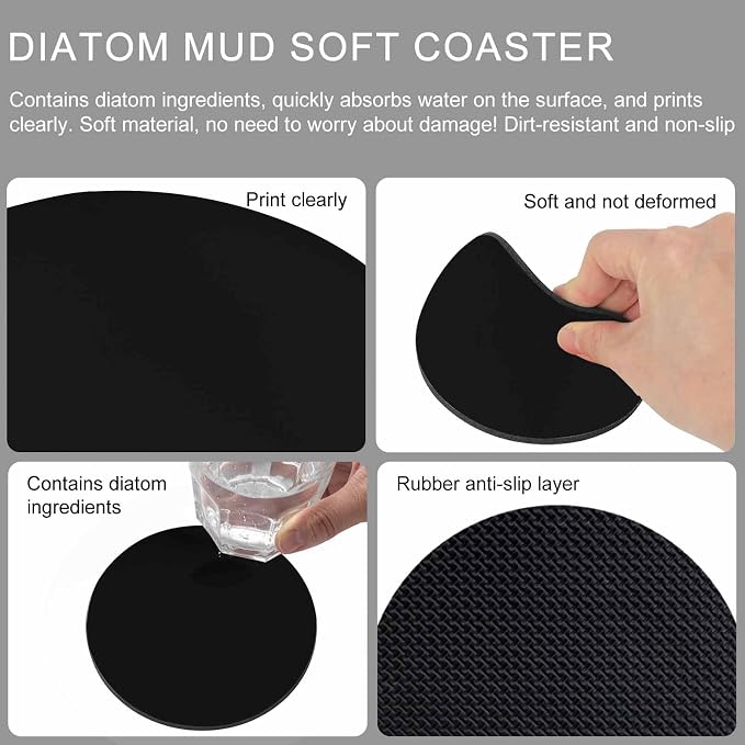 Black Coasters Set of 2, Solid Color Farmhouse Black Soft Absorbent Coasters - Image 9