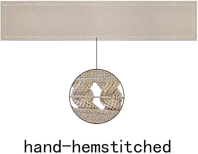 Grelucgo Handmade Hemstitched Polyester Rectangle Table Runners Dresser Scarves - Image 3