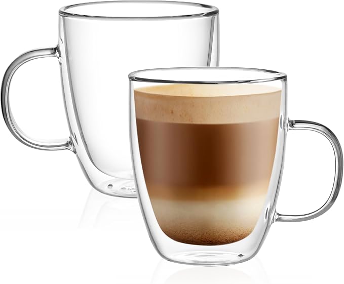 CNGLASS Large Double Wall Glass Coffee Mug 17 oz, Insulated Glass Coffee Cups - Image 8