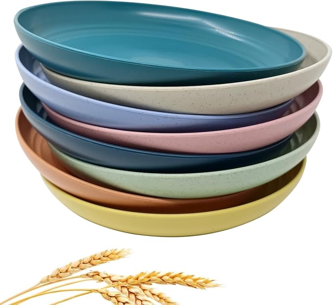 CAMBUY Wheat Straw Plates 8 Pack 10 Inch Extra Large Plate Set | Unbreakable by CAMBUY