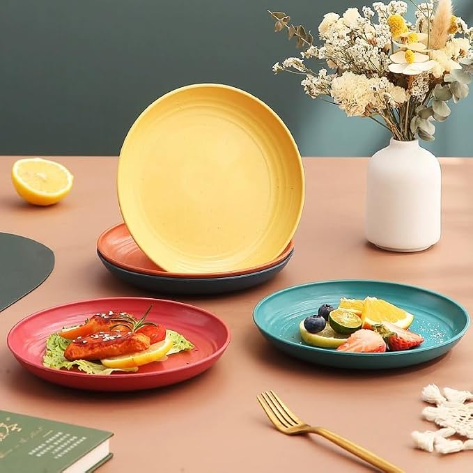 5Pcs Dinner Plates Wheats Straw Plates Set Unbreakable Reusable, Lightweight - Image 6