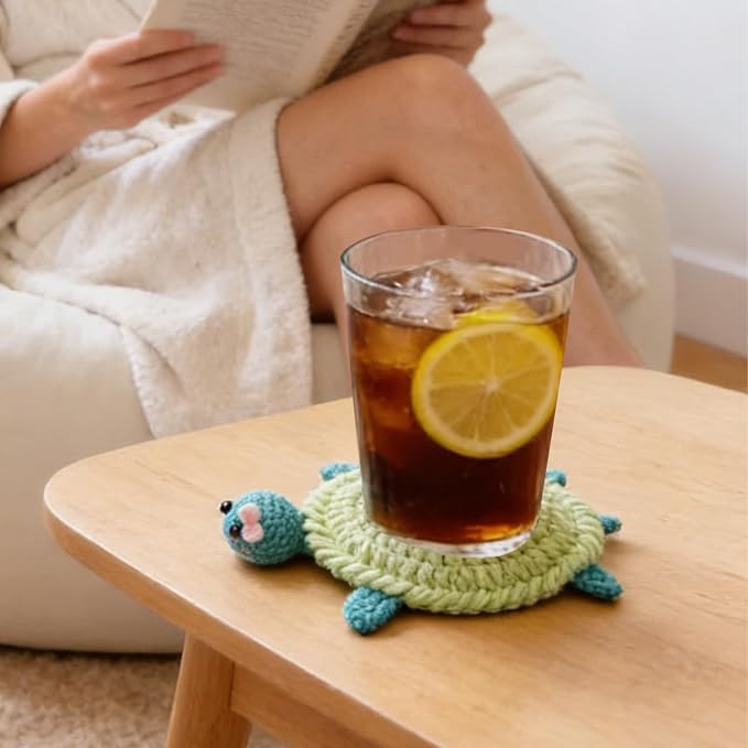 4pcs Animal Crochet Coasters, 3D Funny Animal Mug Rug Drink Coaster Desk - Image 7