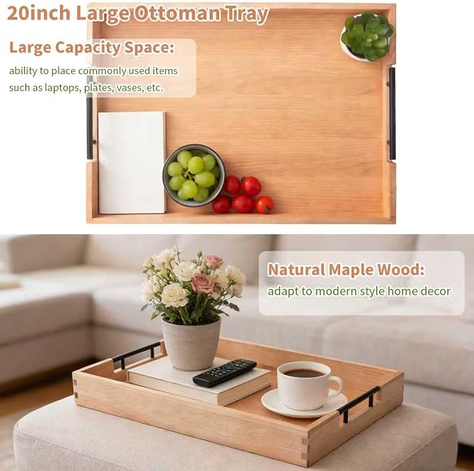 Large Ottoman Tray, Maple Wooden Serving Tray - Image 2