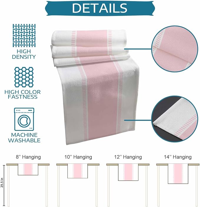 Pink Stripe Table Runners 72 inches Long, Linen Boho Table Runner Farmhouse - Image 7