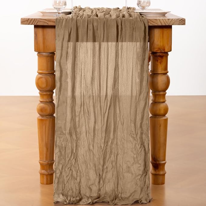 DeZerlor Nude Cheesecloth Table Runners 4 Pack Fall Runners | 120Inch Gauze - Image 4