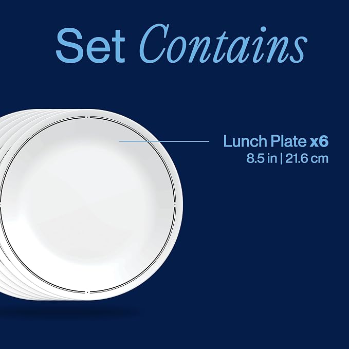 Corelle 6-Piece 8.5" Lunch Round Plates, Vitrelle Triple Layer Glass, - Image 3