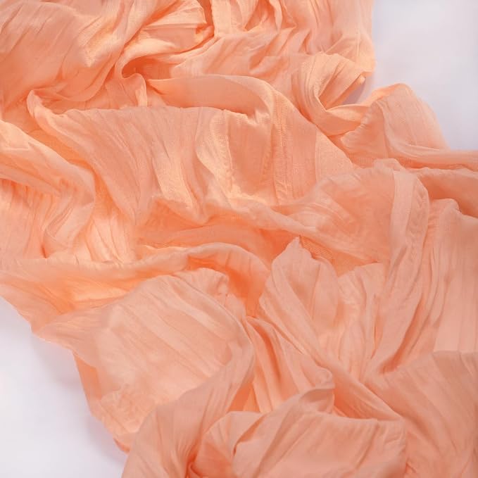 3 Pack Peach Pink Cheesecloth Table Runner 10ft Coral Sheer Gauze Decor | - Image 5