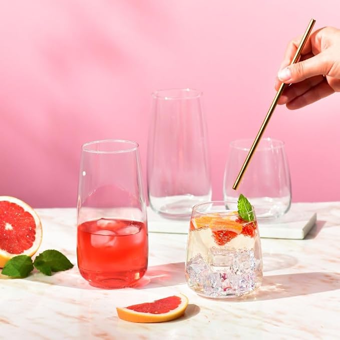 Krosno glasses for water, iced tea Elegant design | Set of 6 | Capacity 23.7 Fl - Image 5