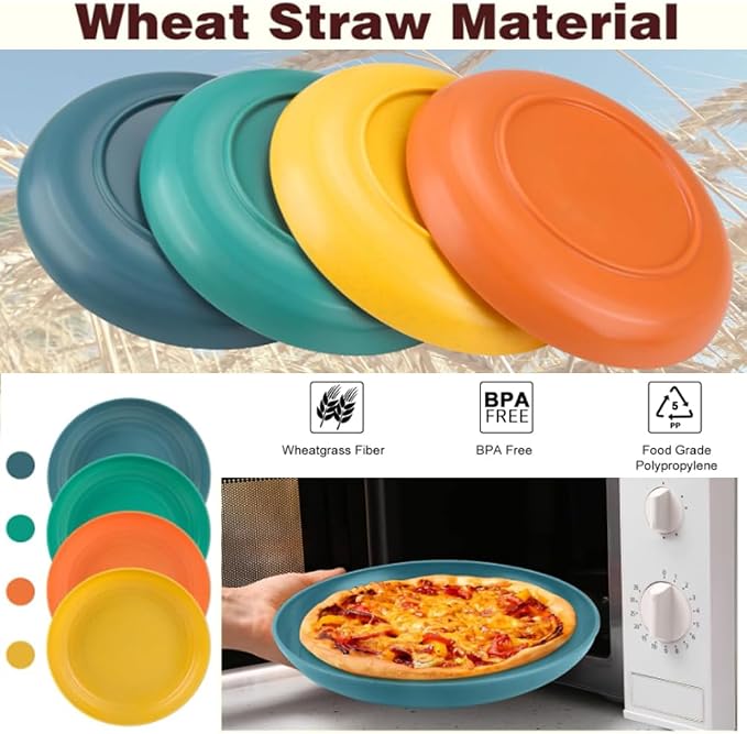 K Y KANGYUN 10 Inch Unbreakable Wheat Straw Dinner Plates, BPA Free - Image 5