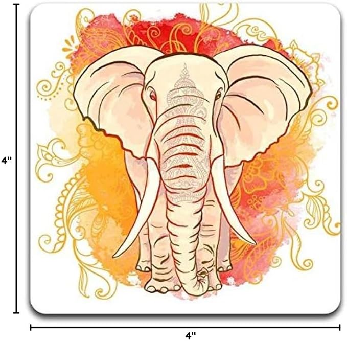 Watercolor Elephant Square Coaster Set - Image 6