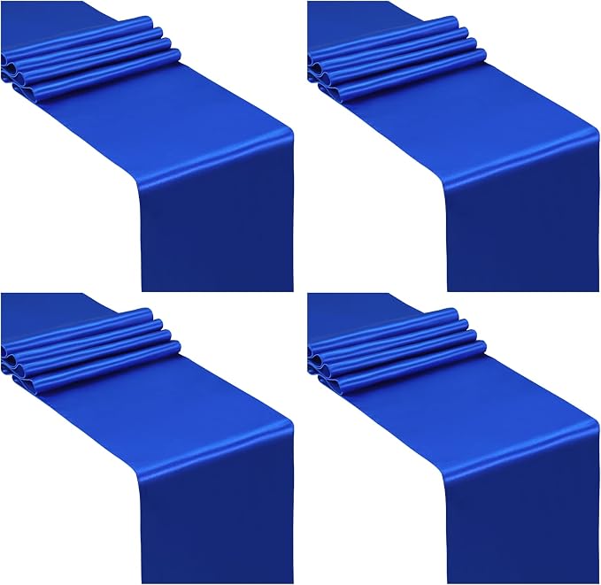 SiinvdaBZX 4 Pcs Royal Blue Satin Table Runner 12 x 108 inches Long | Bright by SiinvdaBZX
