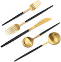 VANVRO Matte Black Gold Silverware Set, 20-Piece Stainless Steel Flatware Set by VANVRO