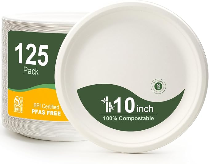 WELLIFE 10 Inch Paper Plates 125-Pack Heavy Duty Paper Plates Bulk | Disposable by WELLIFE