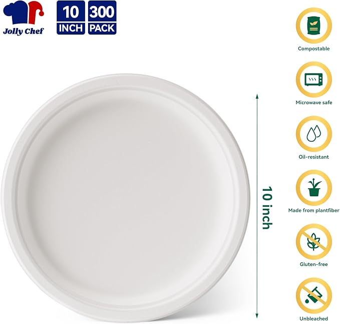 Compostable Heavy Duty Plates   Eco-Friendly Disposable White - Image 2