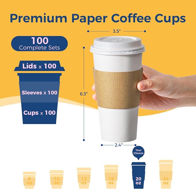 Fit Meal Prep 100 Pack 20 oz Disposable Coffee Cups - Image 2