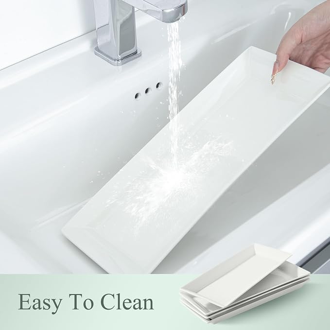 14" Rectangular Platters Set of 4, Large Serving Plates - Image 7