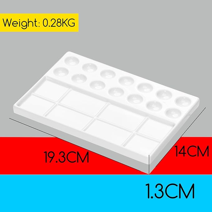 MEEDEN 22-Well Ceramic Watercolor Palette, Rectangle Porcelain Artist Paint - Image 2