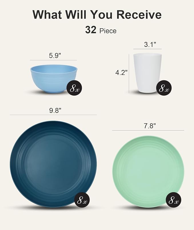 Quatish 32 Piece Plates and Bowls Sets - Image 2