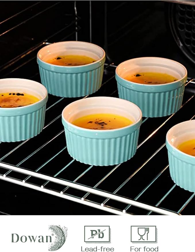 DOWAN 8 oz Ramekins for Creme Brulee, Porcelain Ramekin Oven Safe, Classic - Image 3
