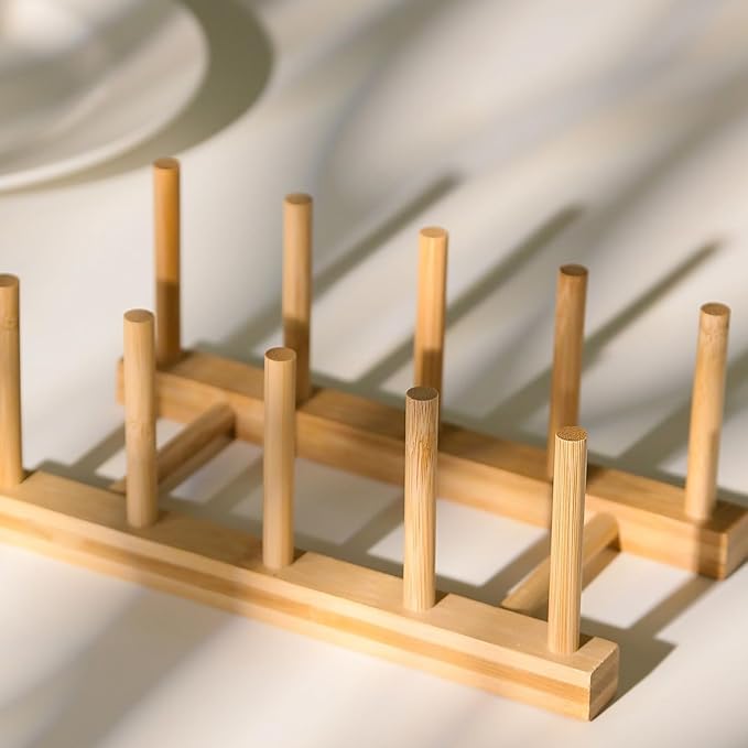 Bamboo Wooden Dish Rack, Plate Organizer - Image 5