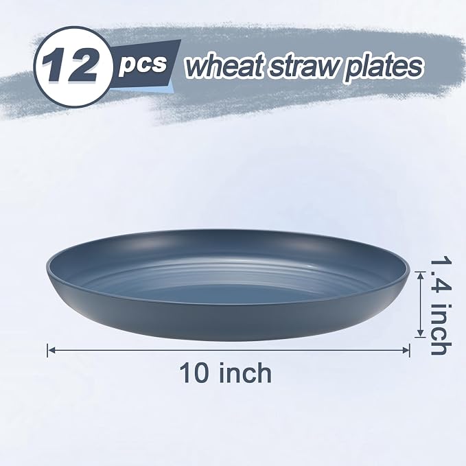 HEYCOME 12 Pcs Unbreakable Deep Dinner Plates Set, 10 inch Reusable Plastic - Image 2