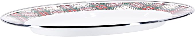 Golden Rabbit Enamelware Oval Platter, 12 x 16in, Highland Plaid | 12 x 16in - Image 2