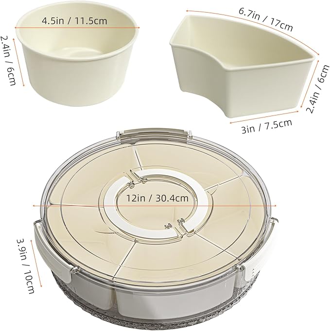 Divided Serving Tray with Lid and Handle, Stackable Snackle Box Container - Image 7