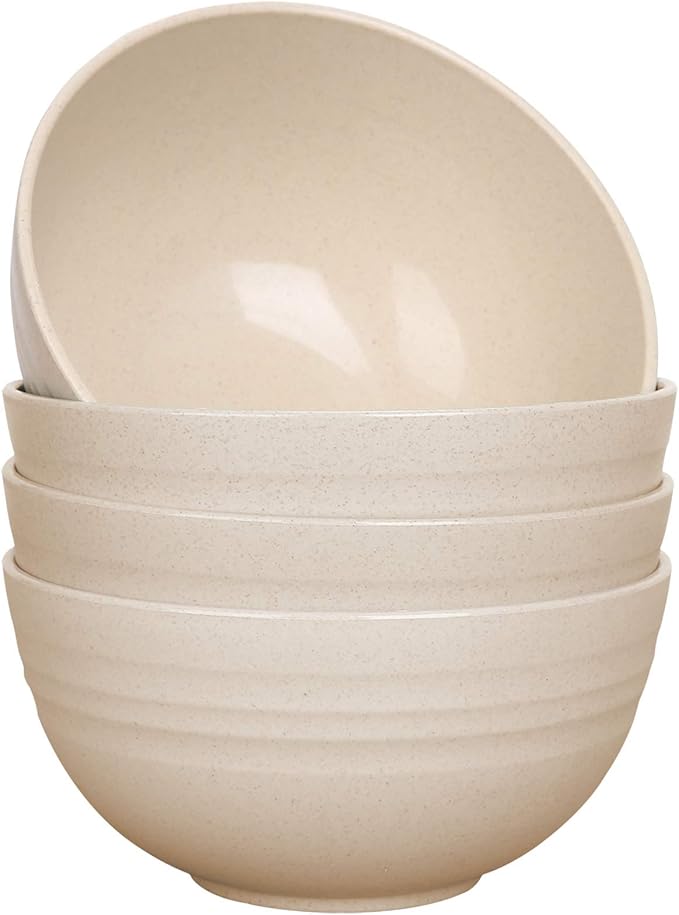 Unbreakable Cereal Bowls - 24 oz Reusable Wheat Straw Bowl Set of 4 - by LuckyZone