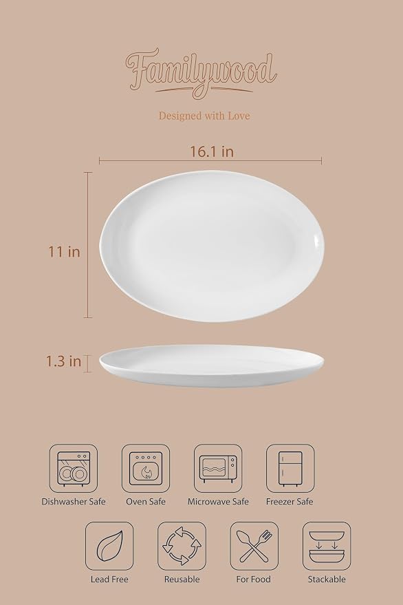 Set of 4, 16 inch Porcelain serving trays - Image 2