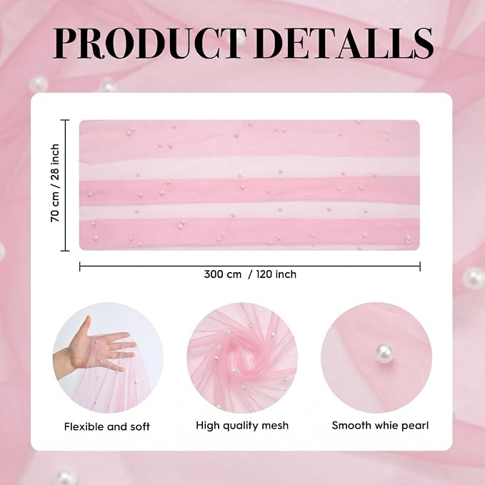 Artoid Mode Pearl Pastel Pink Gauze Table Runner 120 Inch 10FT, Seasonal Sheer - Image 6