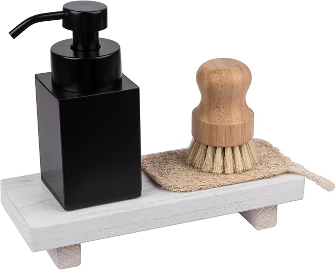 Wood Bathroom Tray Farmhouse Decor Kitchen Soap Holder, 8.7" X 3.6" White | - Image 8