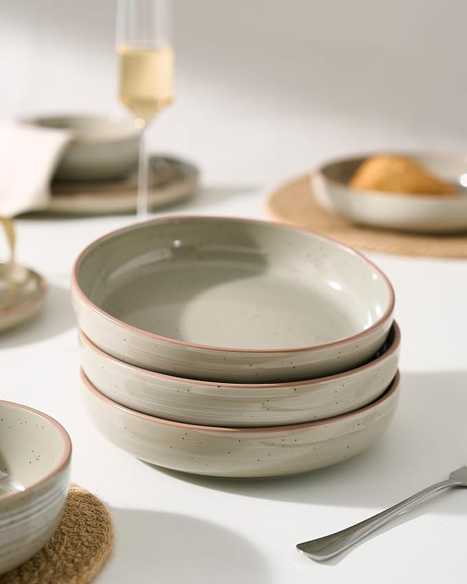 famiware Milkyway 33 oz Pasta Bowls Set of 8, Matcha Green | Double Reactive - Image 6