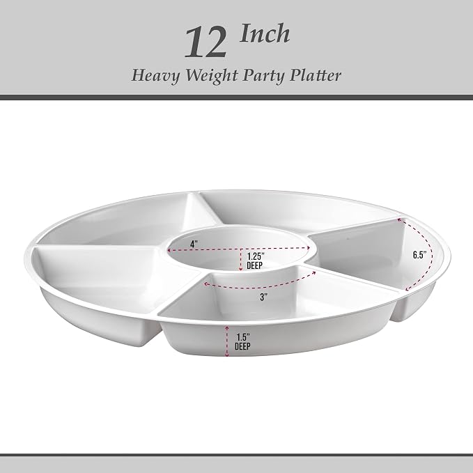 Plasticpro 6 Sectional Round Plastic Serving Tray/Platter - Image 6