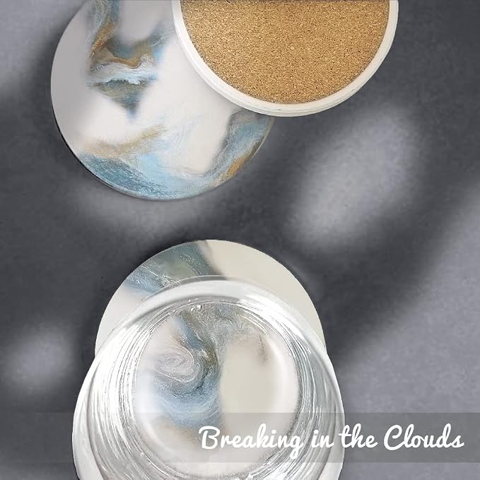 UMIRRO Absorbent Ceramic Stone Coasters Set of 6 - Image 3