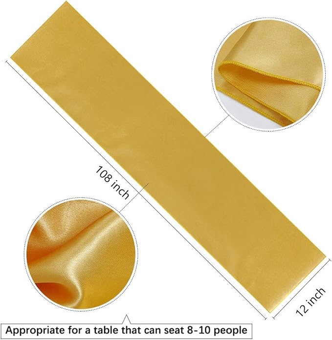 5 Pcs Satin Table Runners Gold 12x108 inch Bright Satin Silk Fabric | Smooth - Image 4