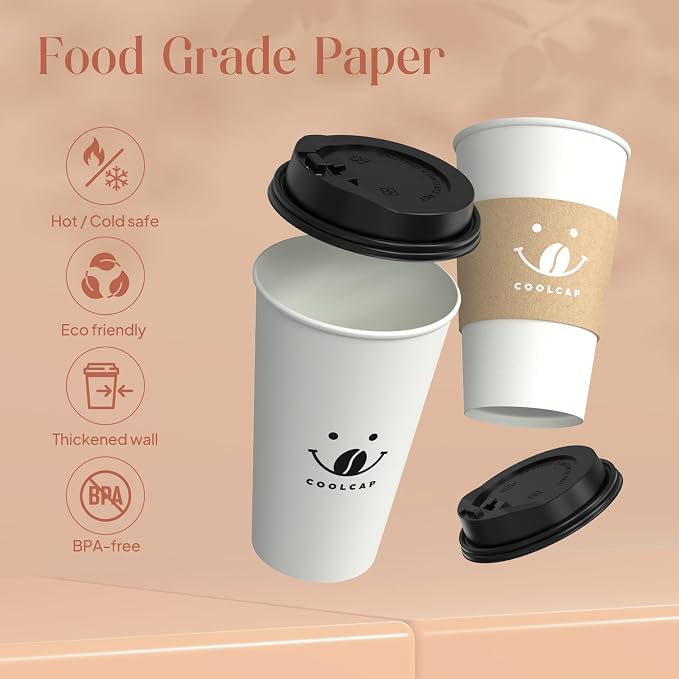 Coffee Cups with Lids and Sleeves, 16 oz 300 Pack To Go Cups with Lids - Image 4