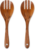 Large Teak Wooden Forks for Salad Serving Set of 2, 13-Inch Teak Wooden Serving by SeoTin