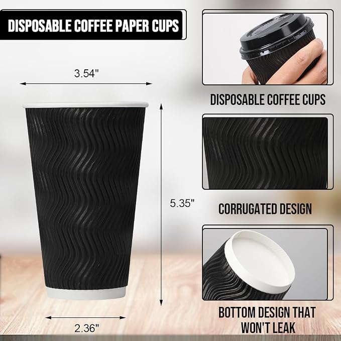 BYSNOW 100 Pack 16 oz Coffee Cups - Image 2