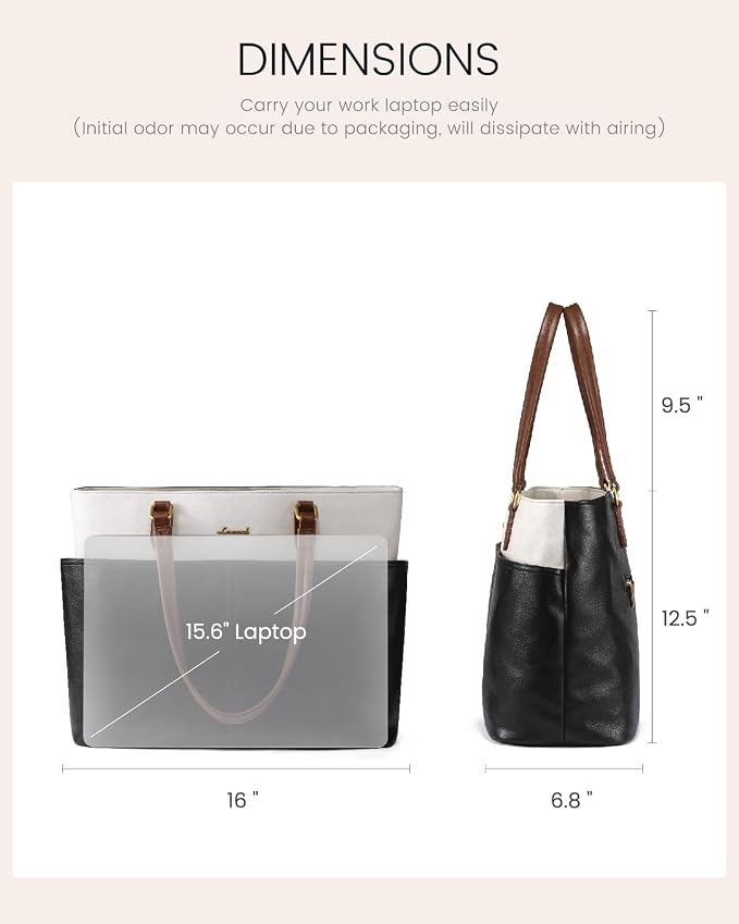 LOVEVOOK Work Tote Bags for Women, Vintage Leather 15.6 Inch Laptop Bag - Image 5