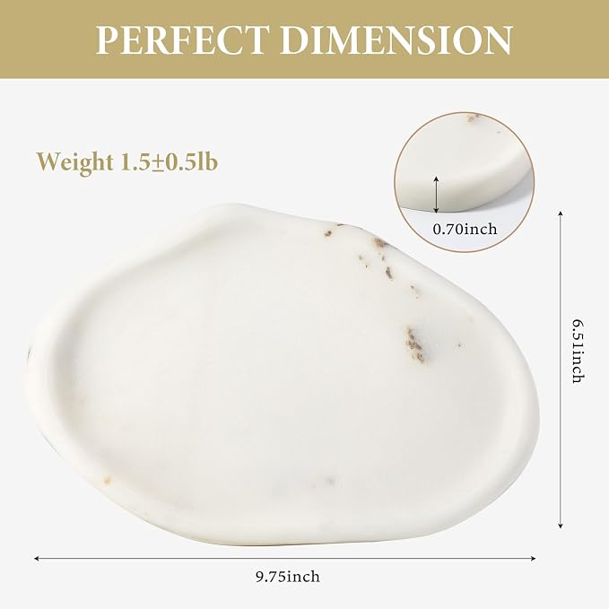 Luxurious White Marble Vanity Tray, Cloud Shape Serving Stone Key Tray - Image 3
