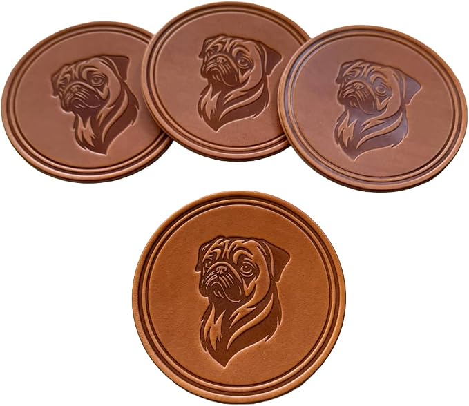 Dog Breed Leather Coasters – Premium Full Grain Table Protectors by Handmade
