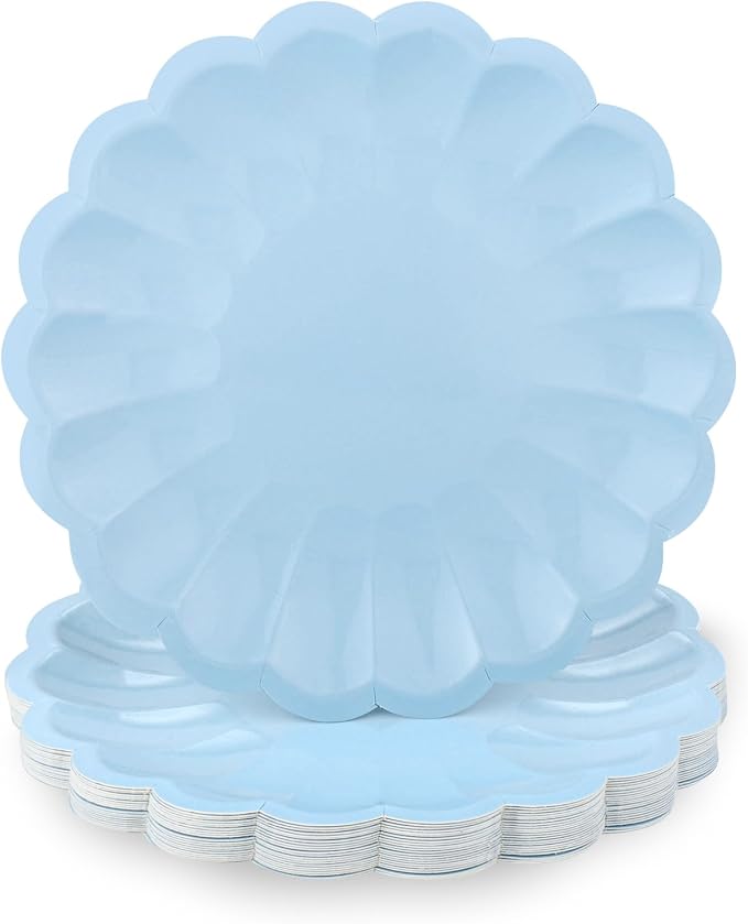 NatNarr 30 Pcs Light Blue Paper Plates 7.5 Inch Blue Plates by NatNarr