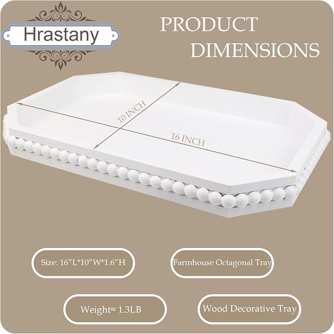 Hrastany White Wood Serving Tray - Image 2