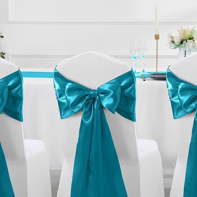 Manyshofu Teal Blue Satin Table Runner 12x72 - Image 5