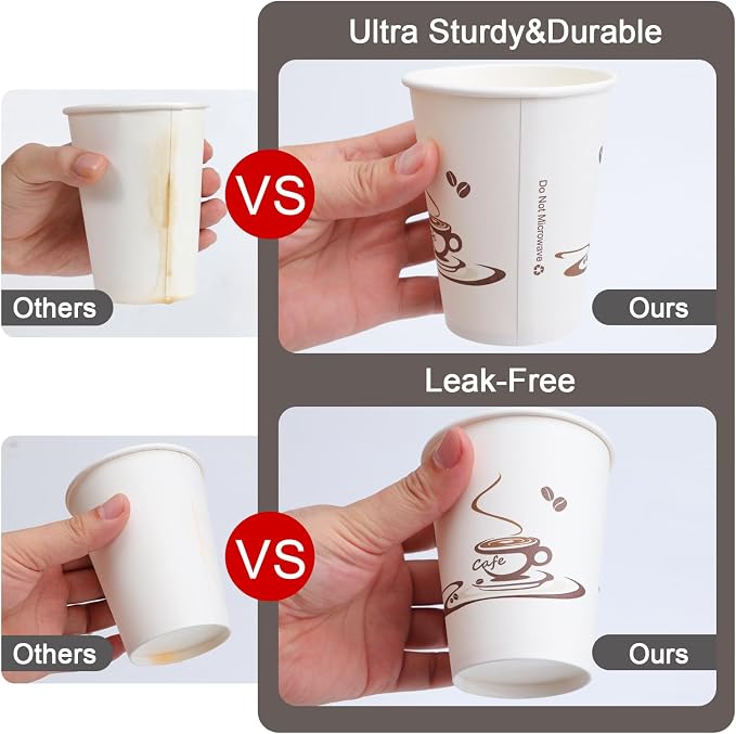 Lamosi 240 Pack 12 oz Coffee Cups, Disposable Paper Cups | Hot/Cold Beverage - Image 3
