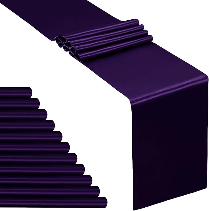 SiinvdaBZX 12 Pcs Purple Satin Table Runner 12 x 108 inches Long | Bright by SiinvdaBZX