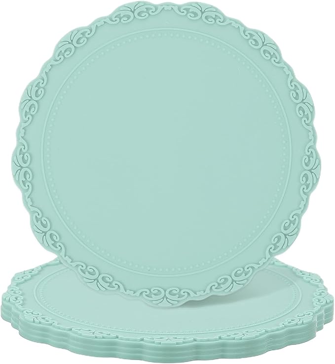 uxcell Set of 4 Round Silicone Coaster, Light Blue by uxcell