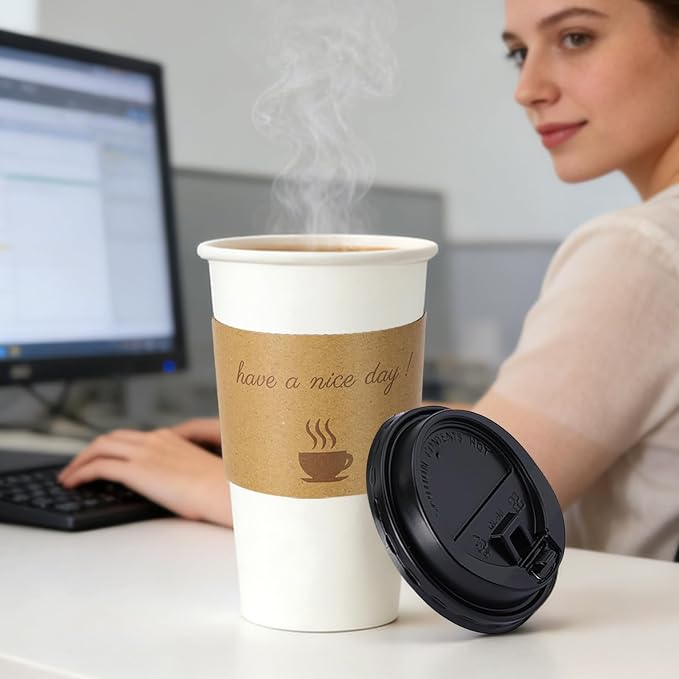 BYSNOW 20 oz 50 pack Disposable Paper Coffee Cups - Image 6