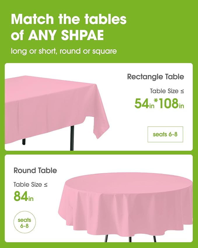 Pureegg Plastic Table Cloth Disposable 12 Pack, 54 x 108 Inch Table Cloths - Image 2