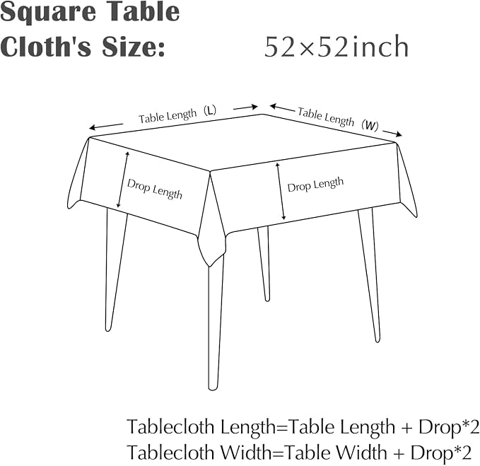 jinchan Taupe Farmhouse Floral Linen Square Table Cloth 52 x 52 Inch | Timeless - Image 7